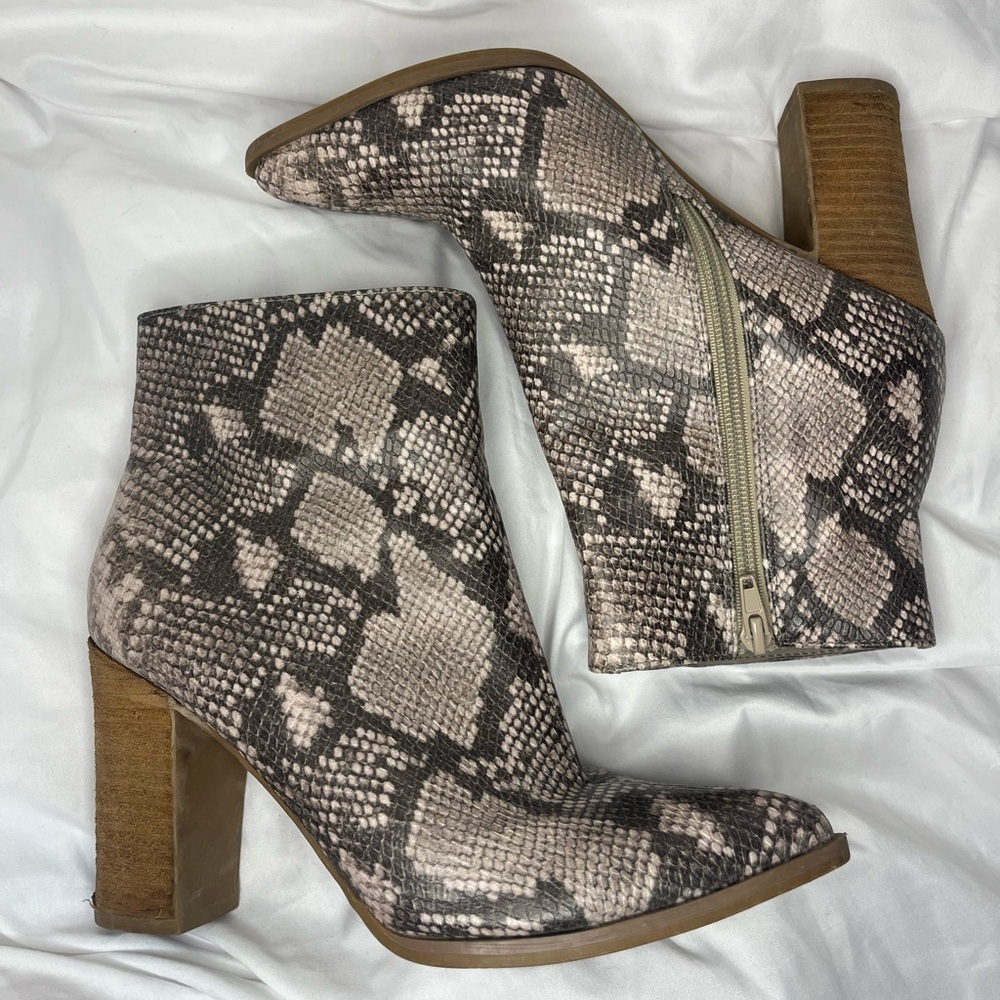 Carlos by Carlos Santana Snake Print Heeled Booties (7.5M)